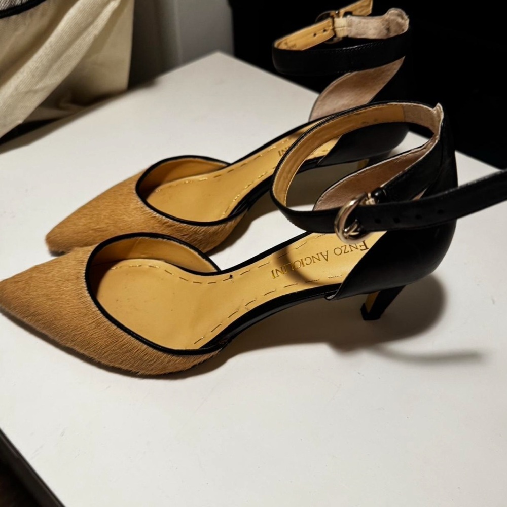 Enzo Angiolini Black and Tan Slingback Heels 👠 🤎
